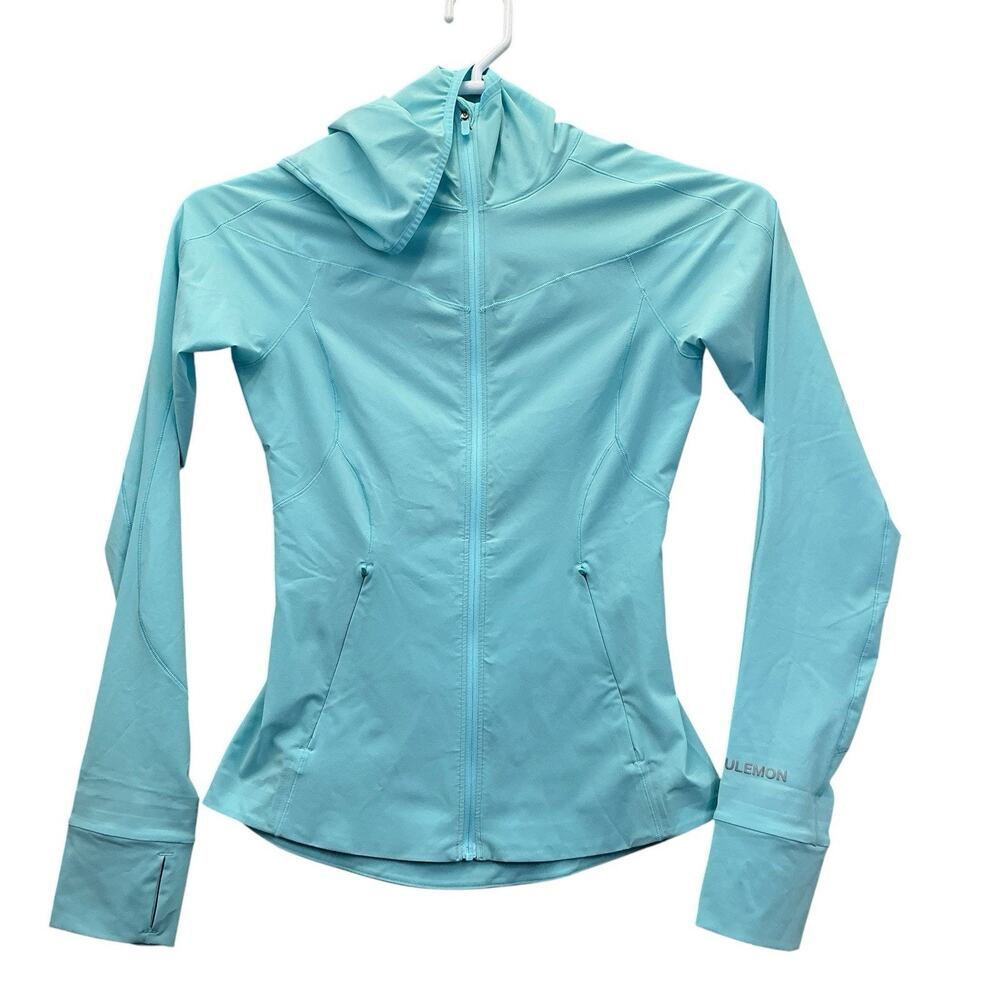 Lululemon Athelica Transparent-See Rain Jacket Windbreaker Fresh Teal Size 0